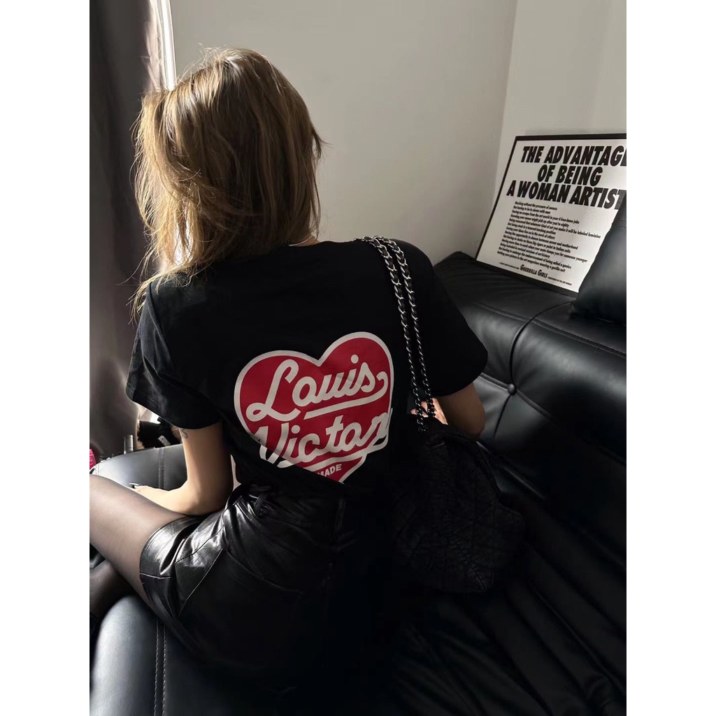 Áo Thun Tay Ngắn In Hình Trái Tim + Dây Treo Thời Trang Cho Cặp Đôi L1V