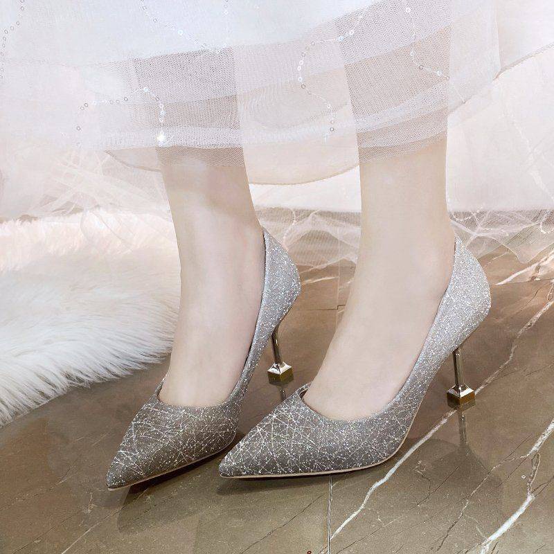 Giày Cao Gót Đính Pha Lê Thời Trang Pháp Sang Trọng Dành Cho Nữ