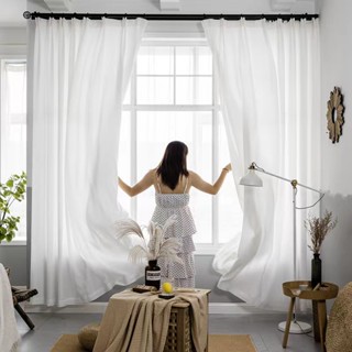 Rèm Cửa Sổ Vải Voan Có Móc Treo Trang Trí Phòng Khách / Ban Công