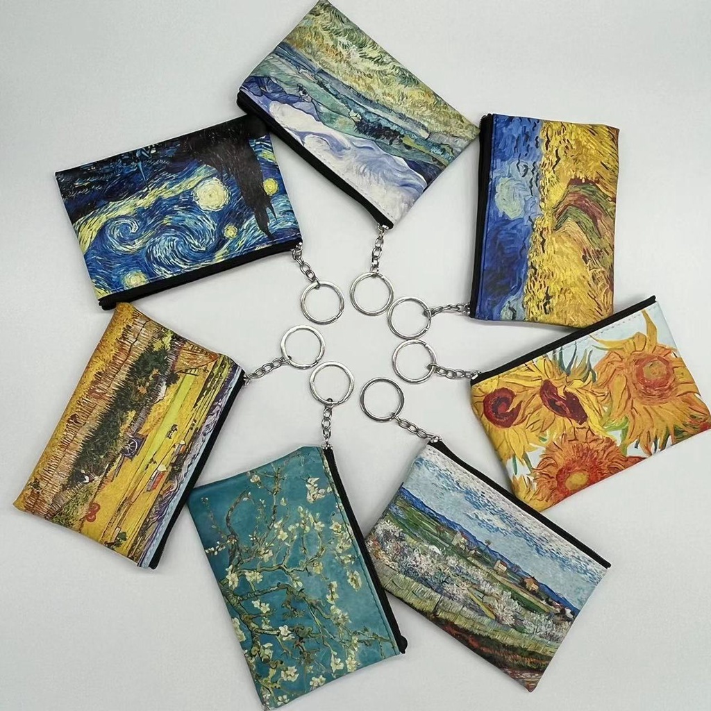 Ví Đựng Điện Thoại / Chìa Khóa / Tiền Xu In Hình Tranh Sơn Dầu Van Gogh Dành Cho Nữ