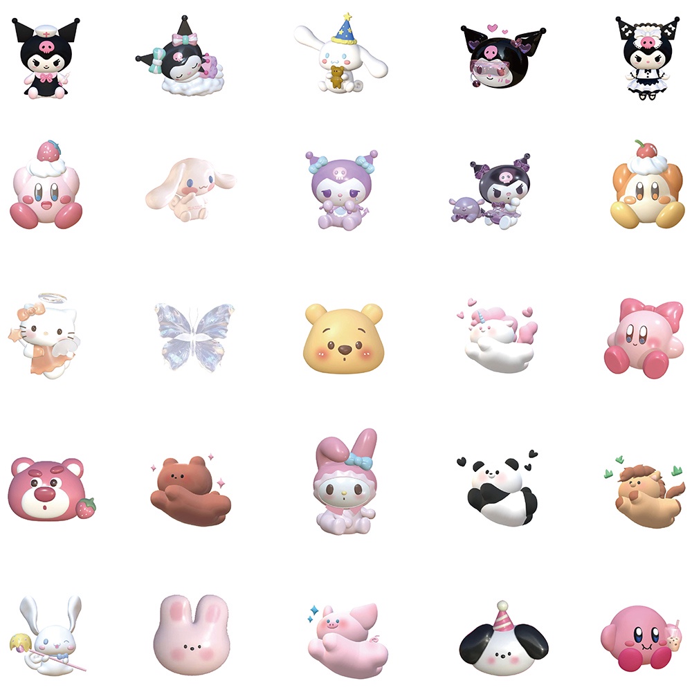Bộ 50 Miếng Dán Hoạt Hình Sanrio Chống Thấm Nước