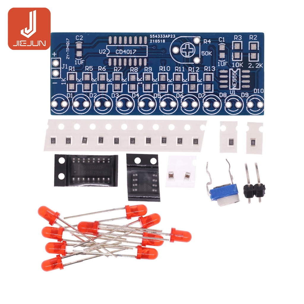 Bộ Mô Đun Đèn LED Ne555 + CD4017 Tự Làm Cho Phòng Thí Nghiệm