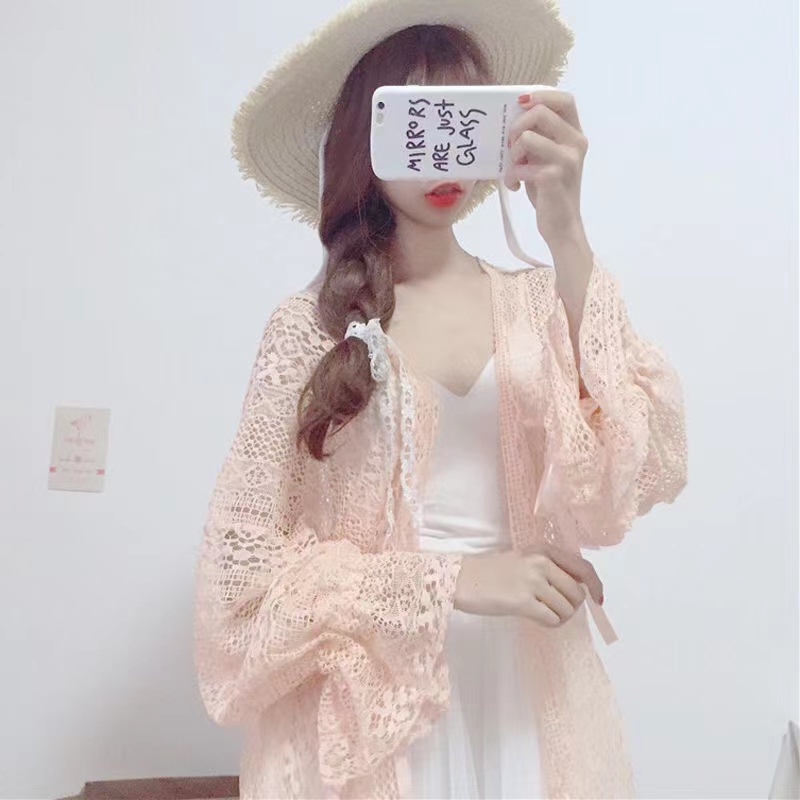 Áo Khoác Cardigan Màu Trơn Phong Cách Boho Hàn Quốc Hàng Mới