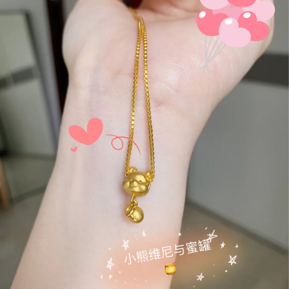 Vòng cổ Bạc 925 Mặt Hình Winnie the Pooh Không Phai Màu