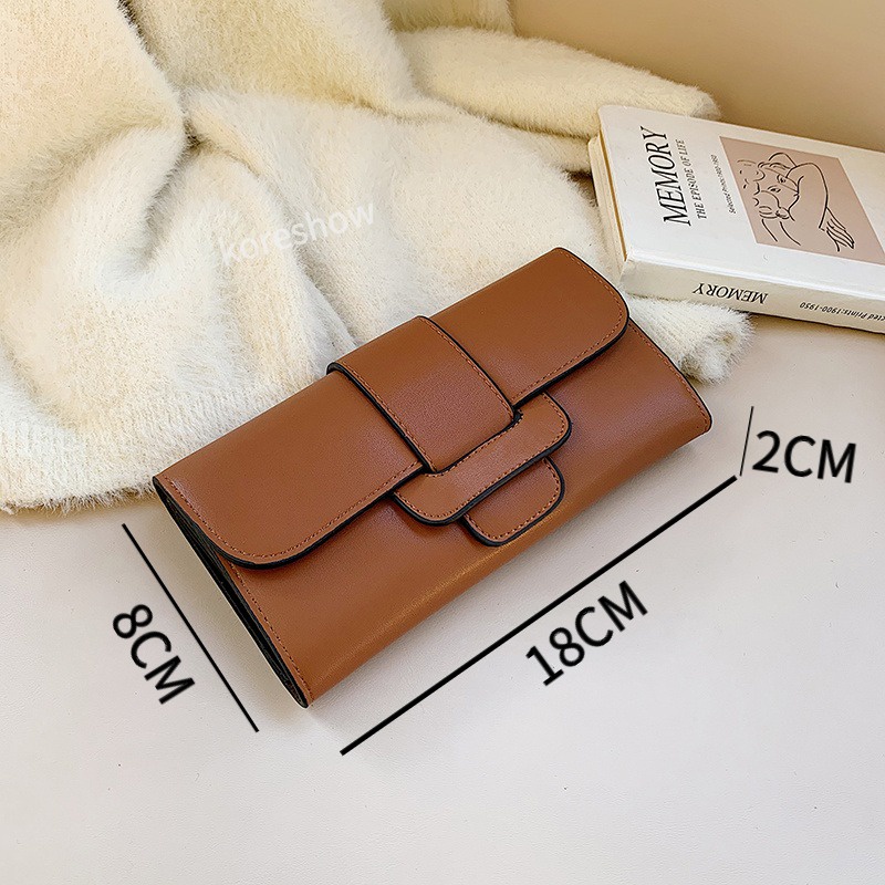 Ví Cầm Tay Dáng Dài Có Nhiều Ngăn Đựng Thẻ Và Khóa Kéo Thời Trang Cho Nữ