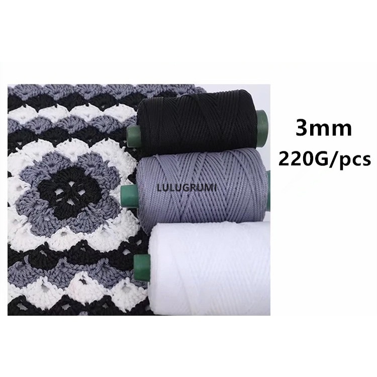 Cuộn Len Móc Dày 3mm Bằng Sợi Nylon Sáng Bóng PP Rỗng Dành Cho Túi Macrame ,chet