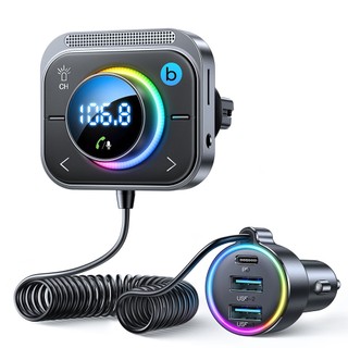 Multifunctional Car Bluetooth Transmitter and FM Transmitter with MP3 Player Support TF Memory Card Dual QC3.0 USB Port and Type-c fast charger