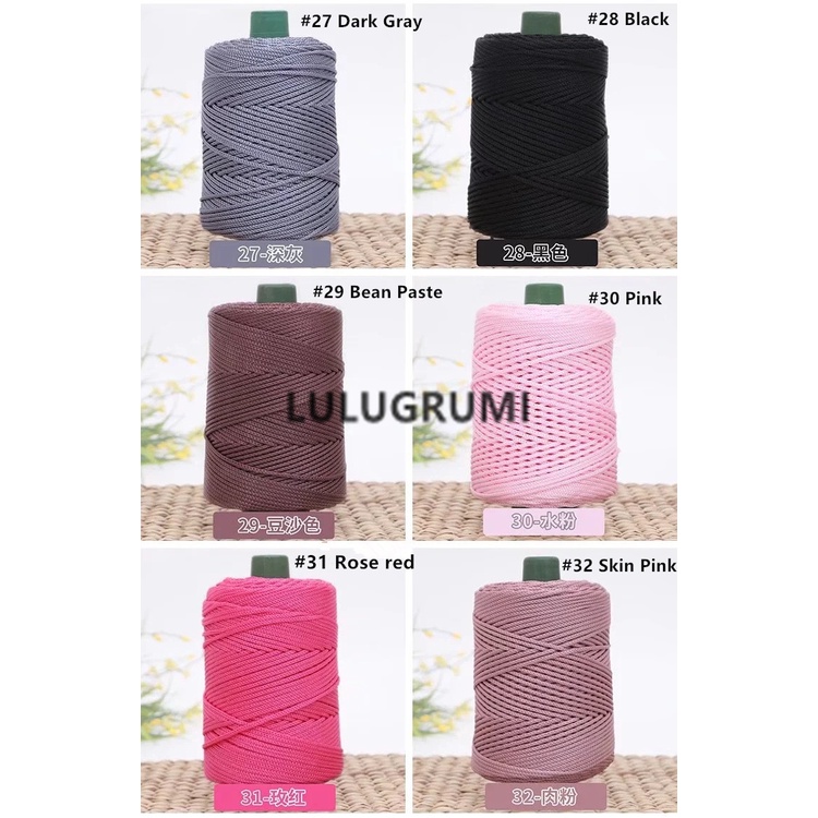 Cuộn Len Móc Dày 3mm Bằng Sợi Nylon Sáng Bóng PP Rỗng Dành Cho Túi Macrame ,chet