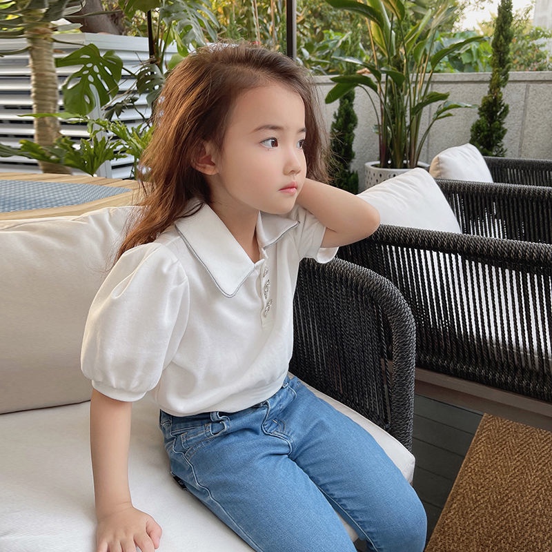 Áo Thun 100% Cotton Tay Ngắn Cổ Tròn In Chữ Thoải Mái Phong Cách Hàn Quốc Thời Trang Mùa Hè Cho Bé Gái