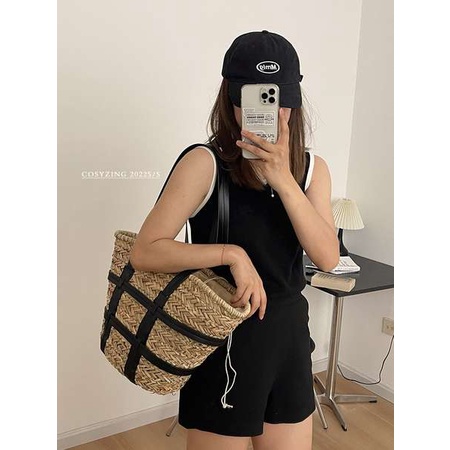 Túi Xách Đeo Vai Đan Cói Cỡ Lớn Thời Trang Mùa Hè 2022 Mới Cho Nữ