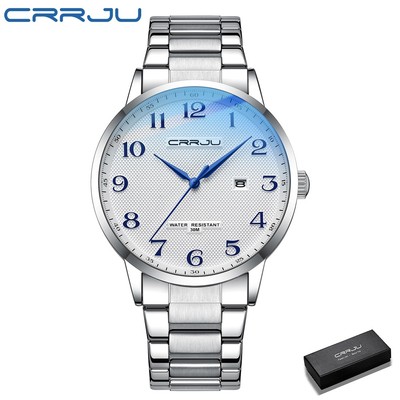 Đồng Hồ Quartz CRRJU Chất Liệu Thép Không Gỉ Chống Thấm Nước Thiết Kế Đơn Giản Thời Trang Cho Nam 5009