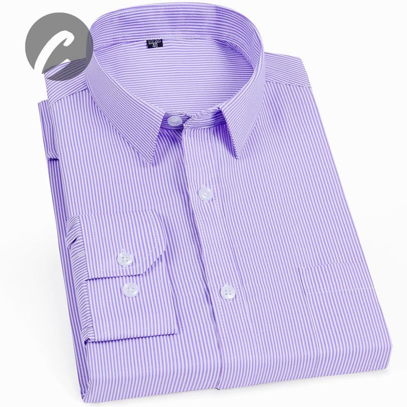Áo Sơ Mi Dài Tay Kẻ Sọc Xanh Dương Thanh Lịch Cho Đàn Ông Trung Niên