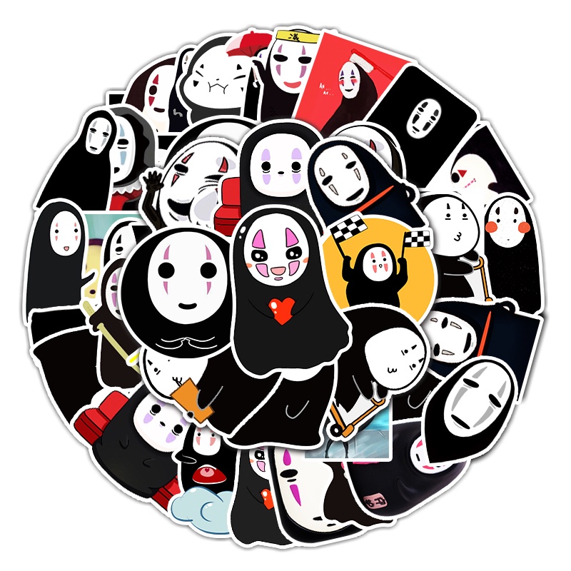 Bộ 50 Miếng Dán Trang Trí Xe Hơi / Nhà Cửa Hình Vô Diện Hoạt Hình Vui Nhộn Chống Thấm Nước DIY