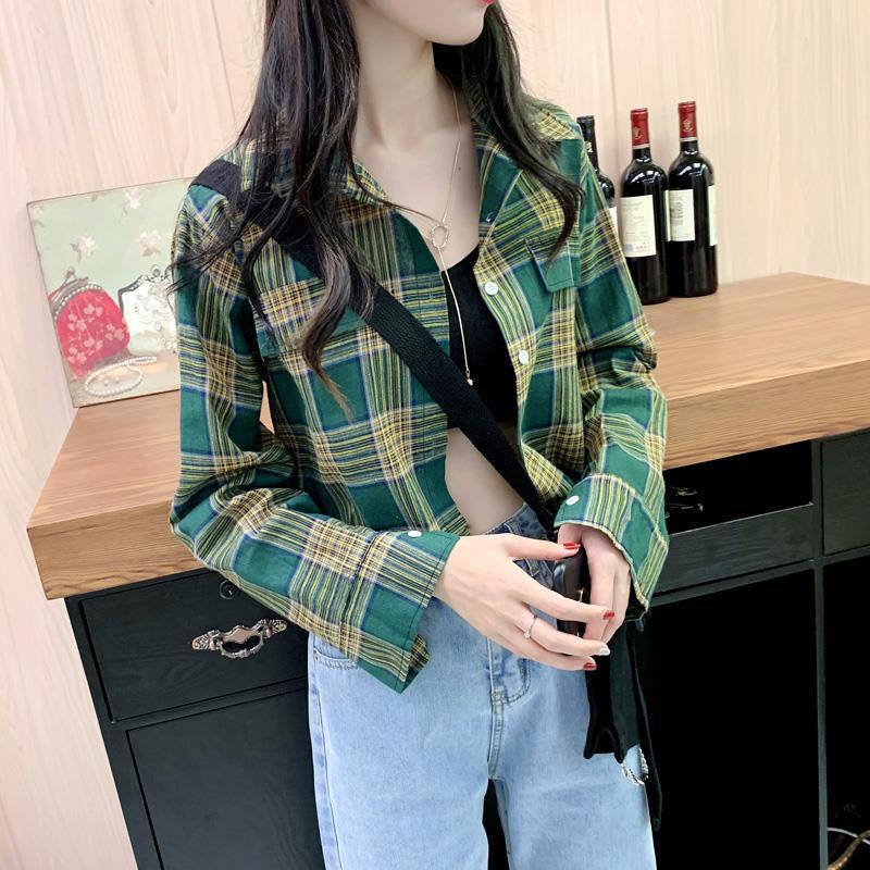 Áo Sơ Mi Caro Tay Dài Dáng Rộng Trẻ Trung Phong Cách Hàn Quốc Hợp Thời Trang Cho Bạn Gái