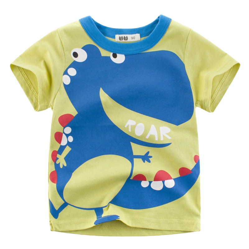 Áo Thun Tay Ngắn In Hình Khủng Long 3d 4 Màu Thời Trang Mùa Hè Cho Bé Trai Và Gái