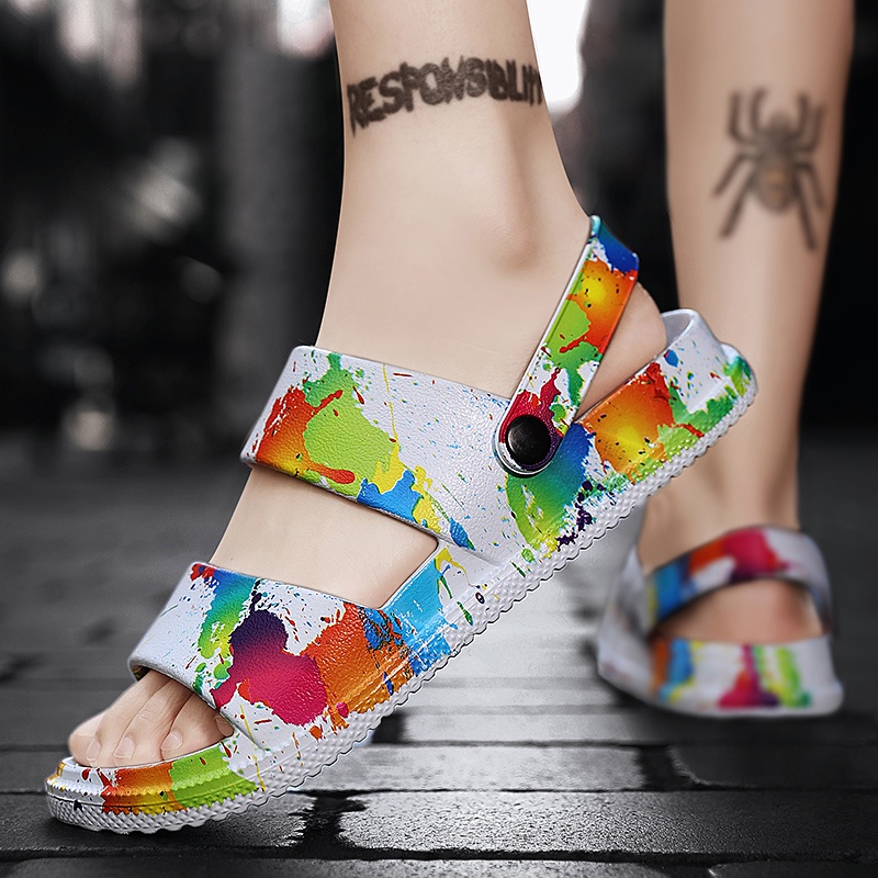 Dép Đi Biển Thoáng Khí In Họa Tiết Graffiti Thời Trang Mùa Hè 2023 Cho Nam