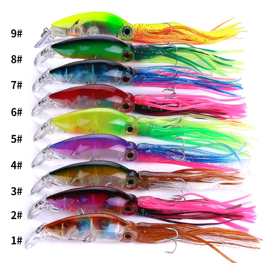 Hengjia 1 Cái 10cm 16.6g Bạch Tuộc Mực Jig Mồi Râu Mồi Câu Cá Swimbait Cho Câu Cá Chìm Minnow Dụ Jig