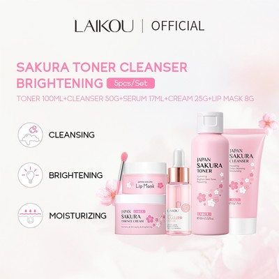 Bộ 5 sản phẩm chăm sóc làm trắng da Laikou chiết xuất hoa anh đào
