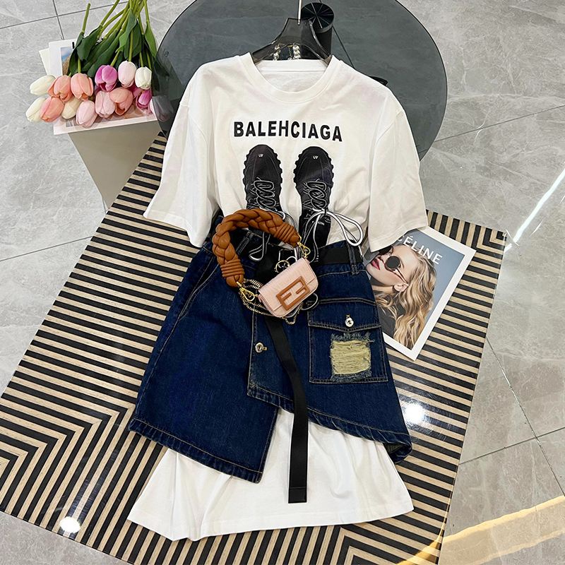 Set Áo Váy Denim Dáng Rộng Thời Trang Sang Trọng Cho Nữ