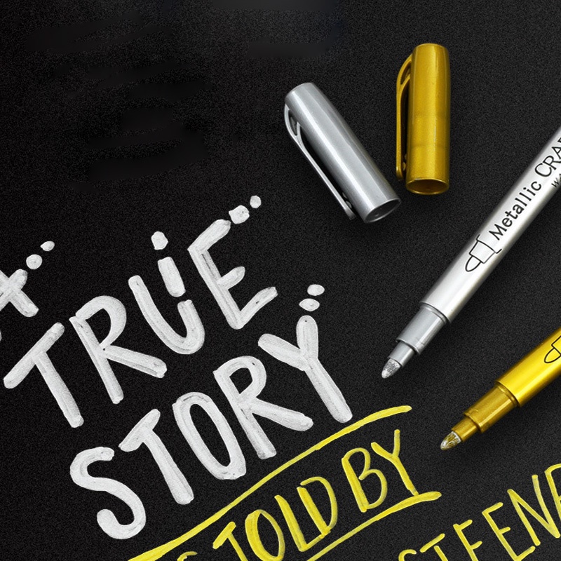 Bút Lông Kim Loại Màu Vàng / Bạc Vẽ Tranh Graffiti Chống Thấm Nước