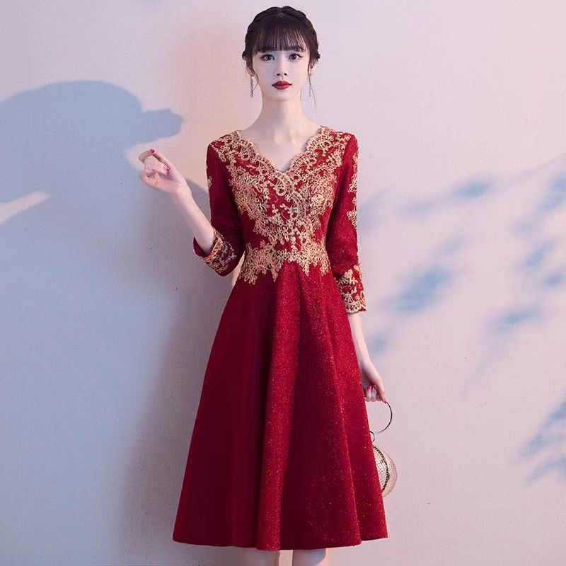 Đầm Dự Tiệc Dáng Chữ A Lưng Cao 7 Chấm Bi Thêu Hoa Thời Trang Cao Cấp Cho Nữ