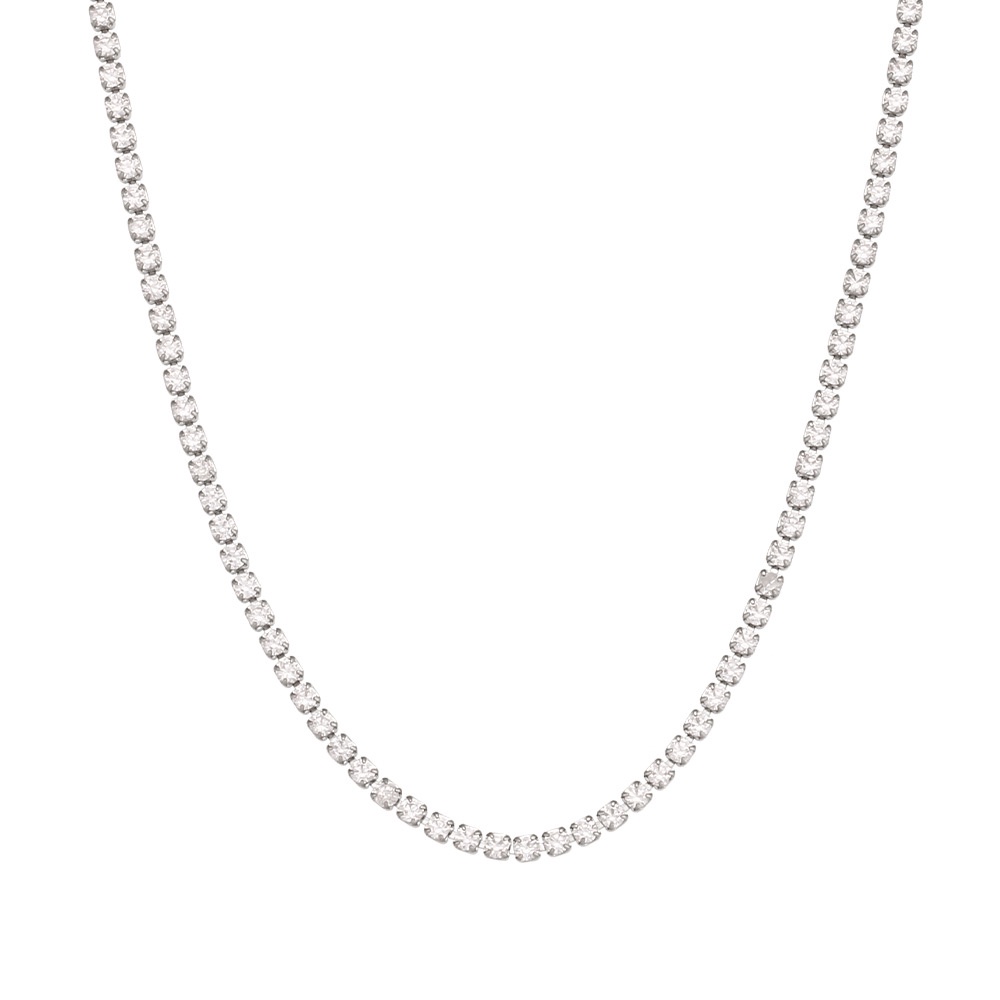 Dây Chuyền 2mm 40cm Bằng Thép Không Gỉ Đính Đá Zircon Sang Trọng Thời Trang Cho Nữ