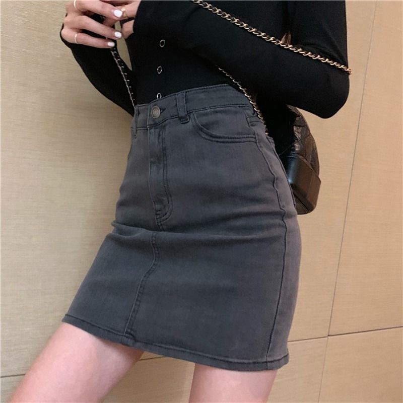 Chân Váy Denim Chữ A Lưng Cao Phong Cách Hong Kong Cổ Điển Thời Trang Xuân Hè Hàng Mới Dành Cho Bạn Nữ