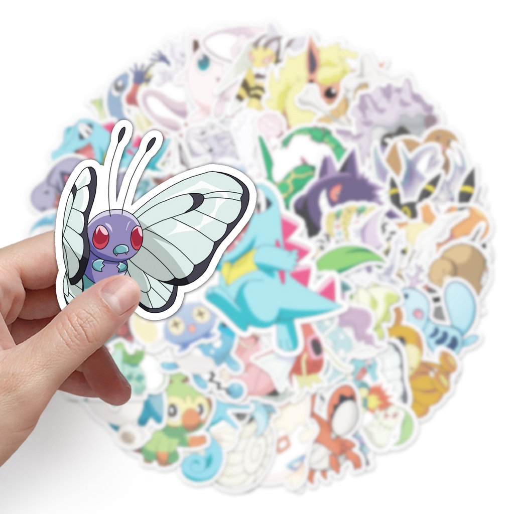Bộ 100 Miếng Dán Trang Trí Xe Hơi / Nhà Cửa Hình Pokemon Pikachu Vui Nhộn Chống Thấm Nước DIY