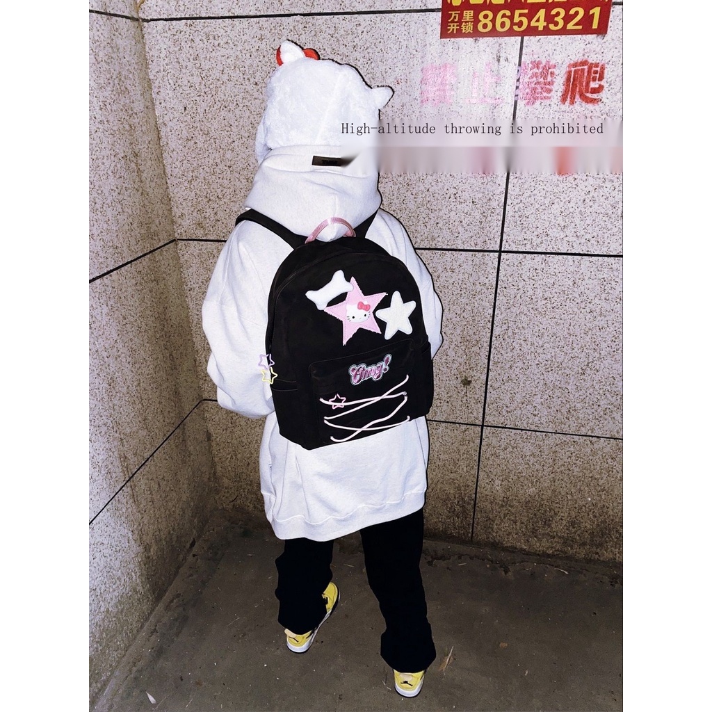 Ba Lô Đeo Vai Yabi Sức Chứa Lớn Hình Ngôi Sao Màu Hồng / Xanh Lá Có Dây Đeo Mới Ngọt Ngào Và Ngọt Ngào Cho Bé Gái Yabi