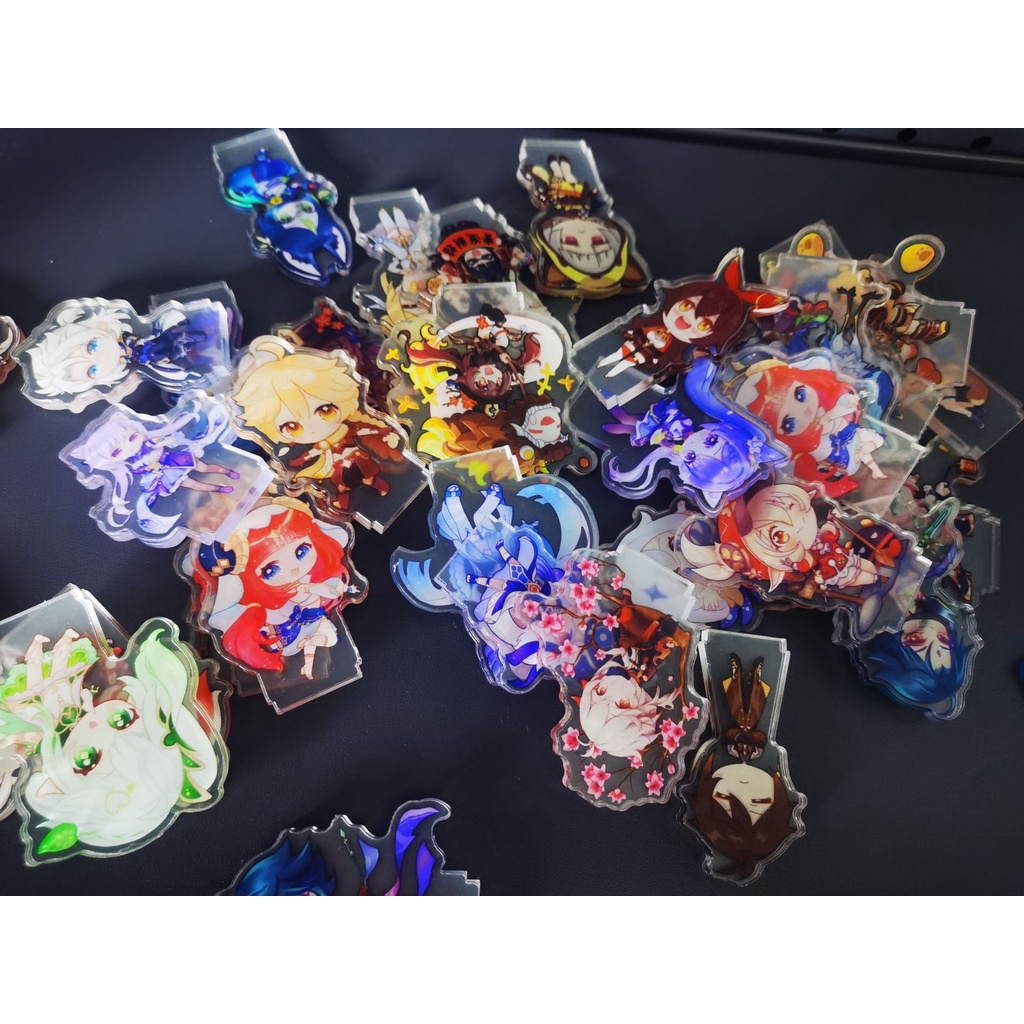 1 Mô Hình Nhân Vật Game Genshin Va Chạm Zhongli Diluc Venti Paimon Bằng acrylic 6cm Để Bàn Trang Trí