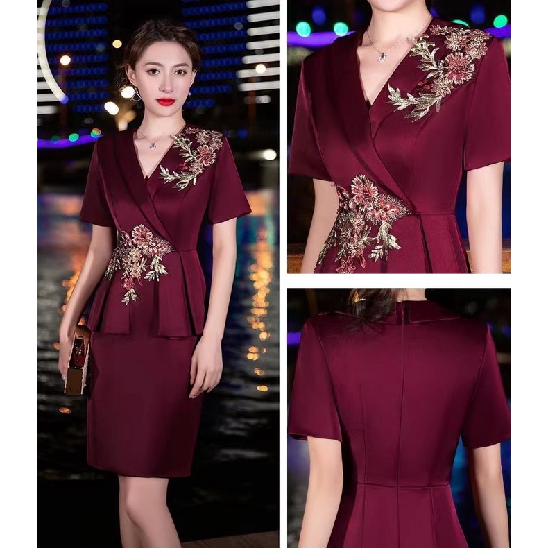 Đầm Cưới Tay Ngắn Thêu Hoa Thời Trang Cao Cấp Sang Trọng Cho Nữ