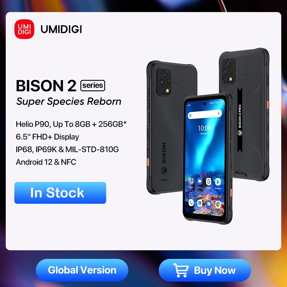 Điện Thoại Thông Minh Umidigi BISON 2 / BISON 2 PRO Gloabl Phiên Bản Android 12 Helio P90 48MP Camera 6150mAh