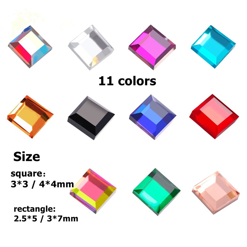 Set 800 / 1000 Viên Đá Vuông / Chữ Nhật / Đính Trang Trí Móng Tay / Đầm Cưới Không Nóng 218