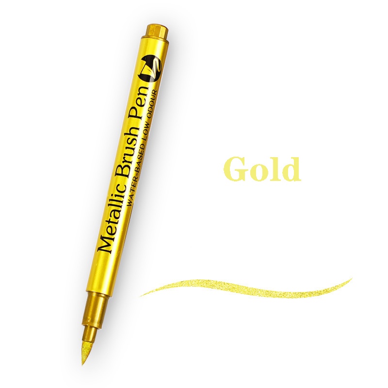 Bút Lông Kim Loại Màu Vàng / Bạc Vẽ Tranh Graffiti Chống Thấm Nước