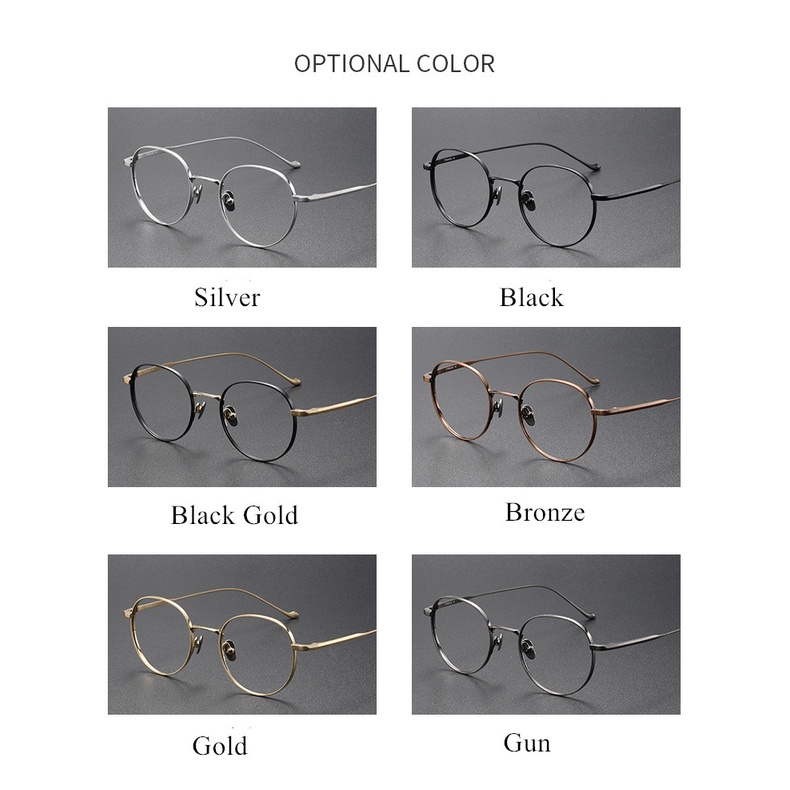 Mắt Kính Gọng Tròn Bằng Titan Thời Trang Dành Cho Cả Nam Và Nữ