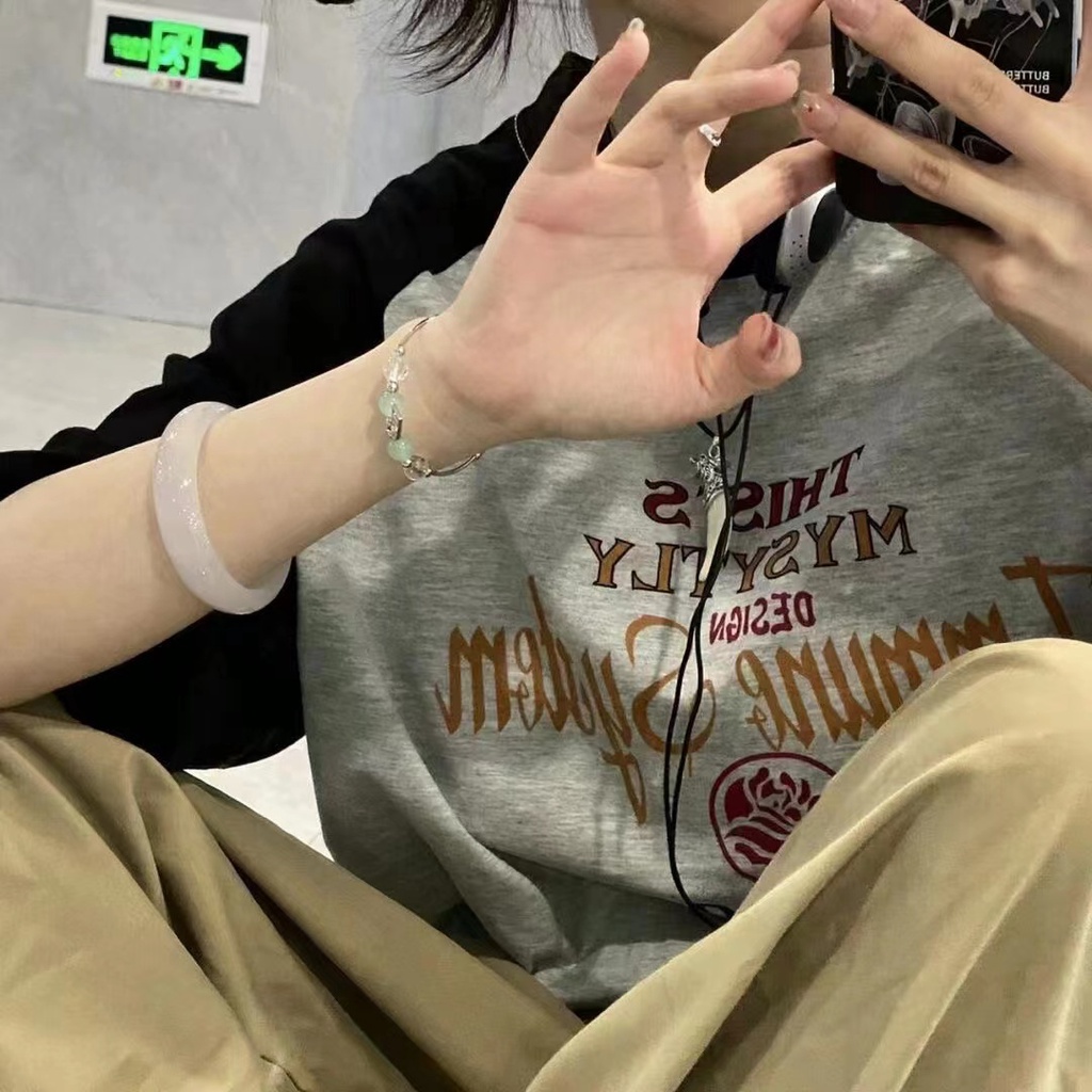 Ethelgirl Áo Thun Tay Ngắn Dáng Rộng In Họa Tiết Bảng Điều Khiển Phong Cách Hàn Quốc Cổ Điển Thời Trang Cho