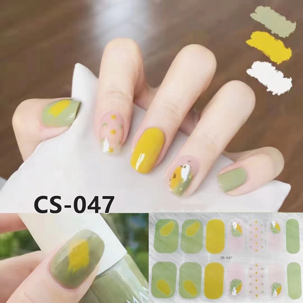 Bộ 14 Miếng Dán Móng Tay Không Độc Hại Chống Thấm Nước Họa Tiết Hoạt Hình Dễ Thương