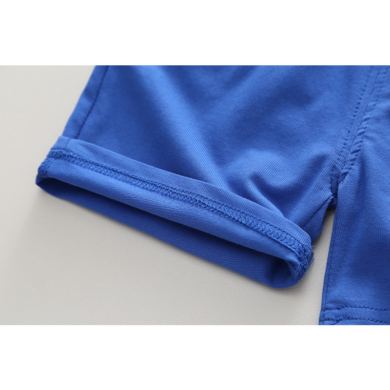 Set Áo Thun Tay Ngắn Cổ Tròn In Hình Gấu Hoạt Hình + Quần Short Màu Trơn Thời Trang Mùa Hè Cho Bé Kích Thước 80-120cm