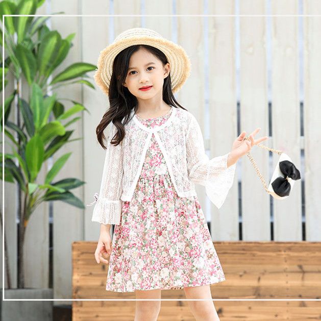 Áo Khoác Ren Rỗng Mỏng Chống Nắng Điều Hòa Không Khí Mùa Hè Cho Bé Gái