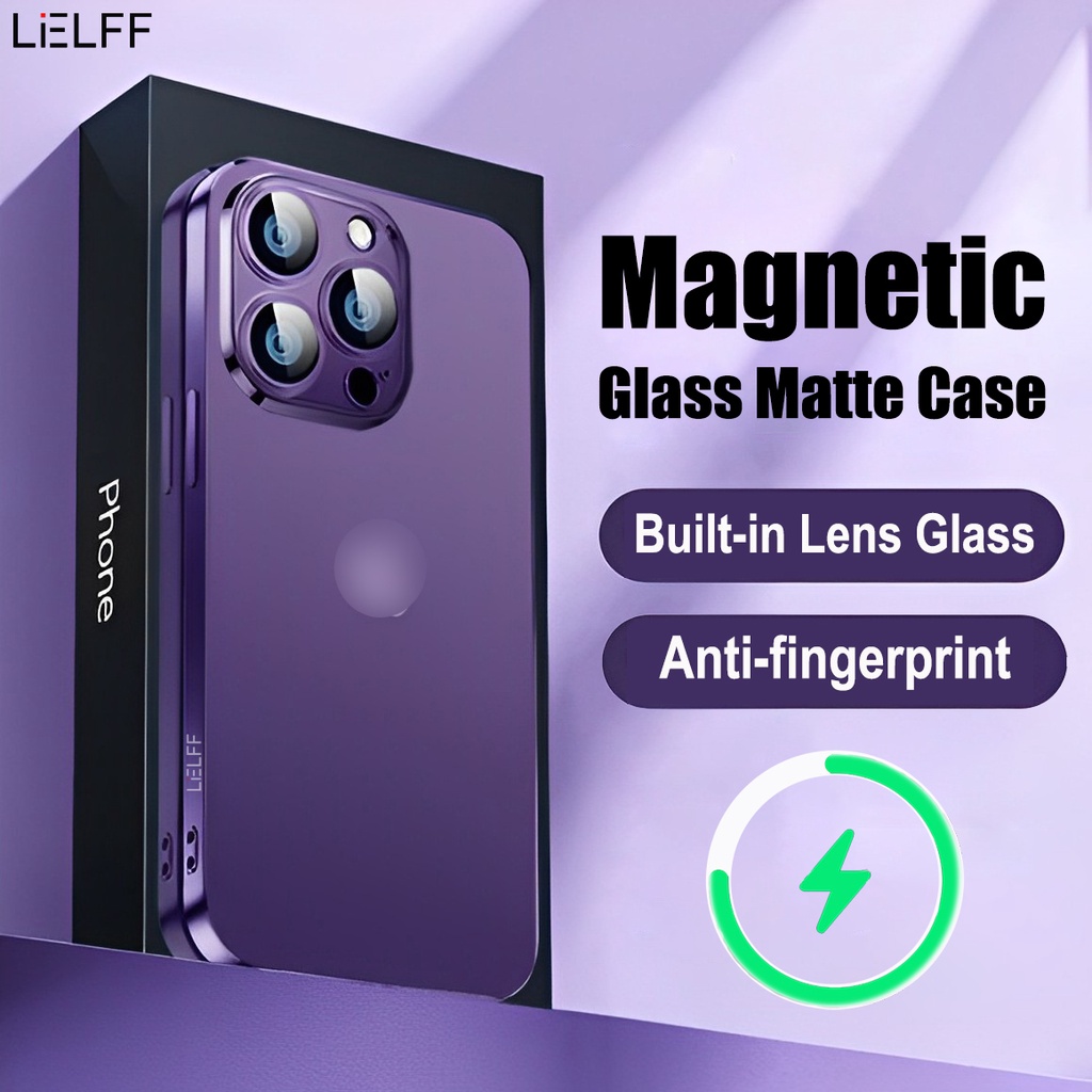 Ốp Điện Thoại Mặt Kính Nhám Từ Tính Chống Sốc Bảo Vệ Camera Cho iPhone 14 pro max 13 12 11 pro max Plus
