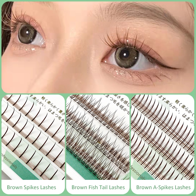 Hộp Lông Mi Giả 3 Hàng Màu Nâu Kiểu Đuôi Cá Thời Trang