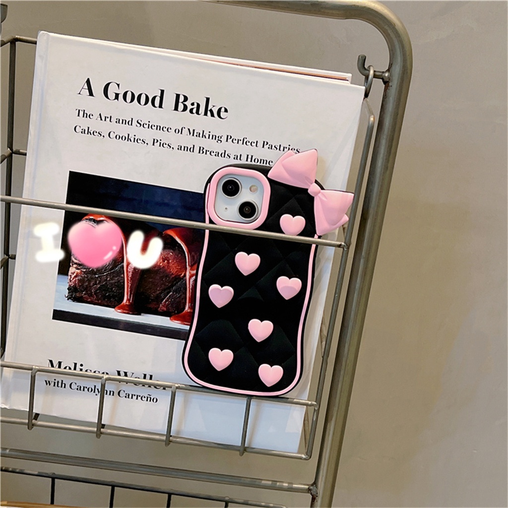 Ốp Điện Thoại Silicon Hình Nơ Trái Tim Cho iPhone 6 / 7 / 8 Plus 14 Pro Max 11 12 13 Pro Max XS Max