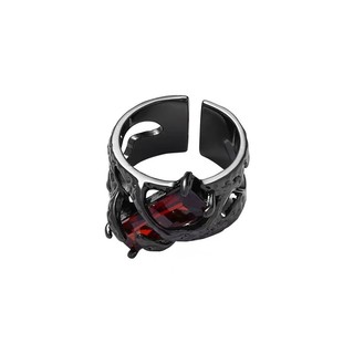 Nhẫn Kim Loại Đính Đá Ruby Phong Cách Punk Cổ Điển