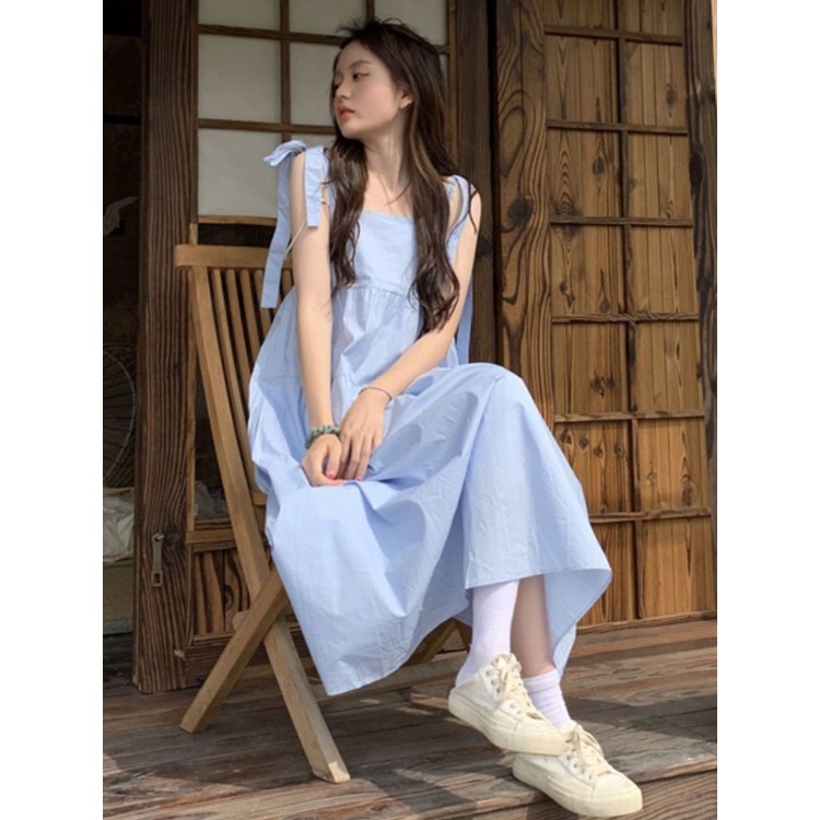 Đầm Trắng Không Tay Thắt Nơ Mùa Hè Mới Dành Cho Nữ