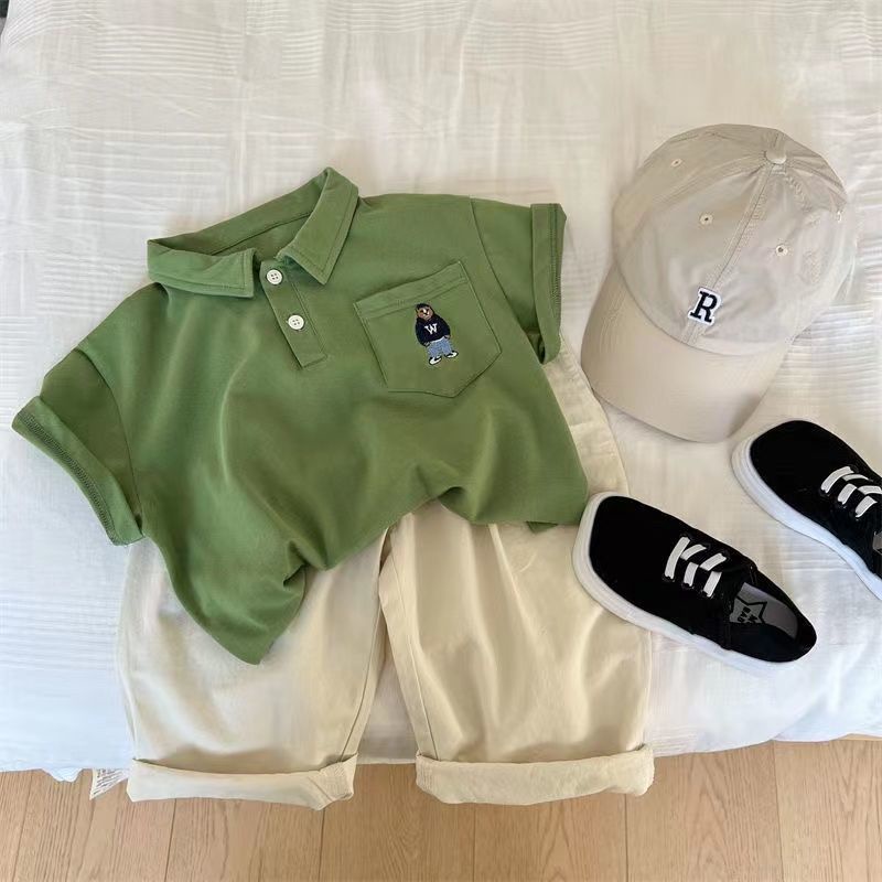 Áo polo cotton JOYNCLEON tay ngắn thời trang cho bé trai