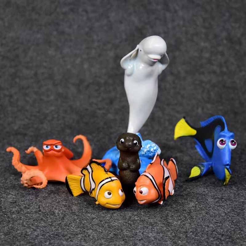 DISNEY Set 6 Mô Hình Mô Phỏng Nhân Vật Phim Finding Nemo Marlin Dory Nemo Hank Bailey Fludder Đáng Yêu