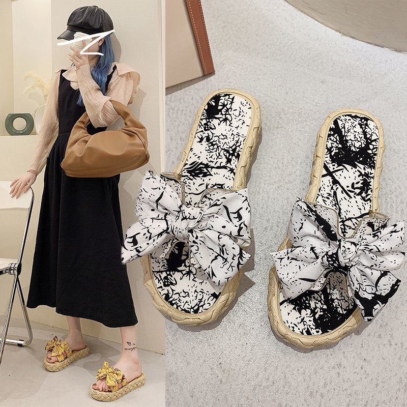 Dép Sandal Đính Nơ Đế Dày Chống Trượt Thoải Mái Thời Trang Đi Biển Cho Nữ