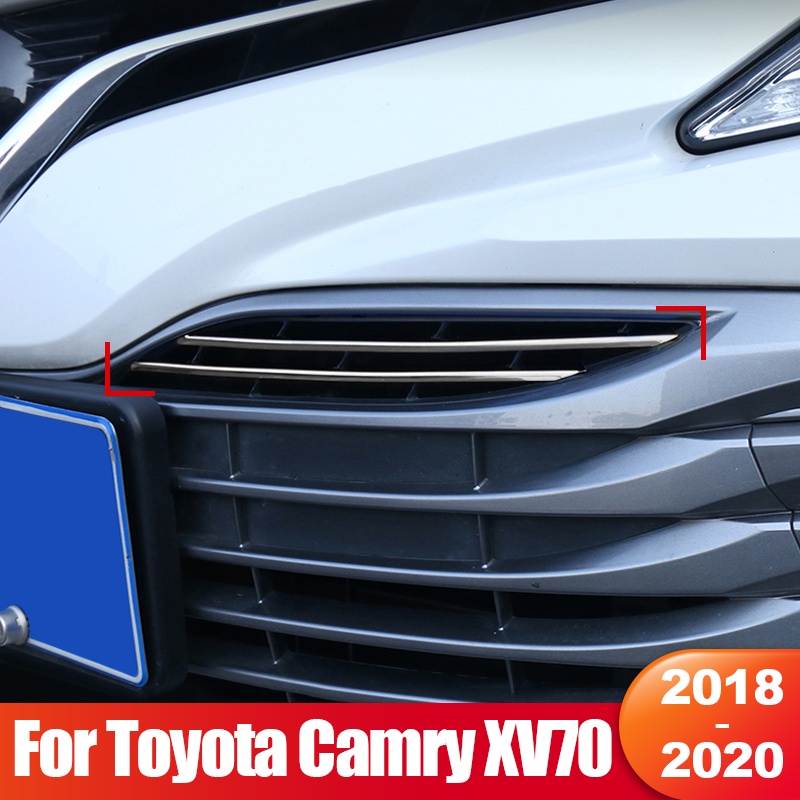 Set 4 Miếng Dán Khung Cản Trước Xe Hơi Toyota Camry 70 XV70 2018 2019 2020 Bằng Thép Không Gỉ