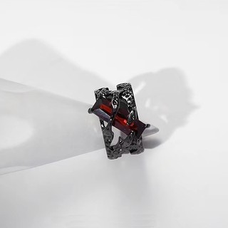 Nhẫn Kim Loại Đính Đá Ruby Phong Cách Punk Cổ Điển