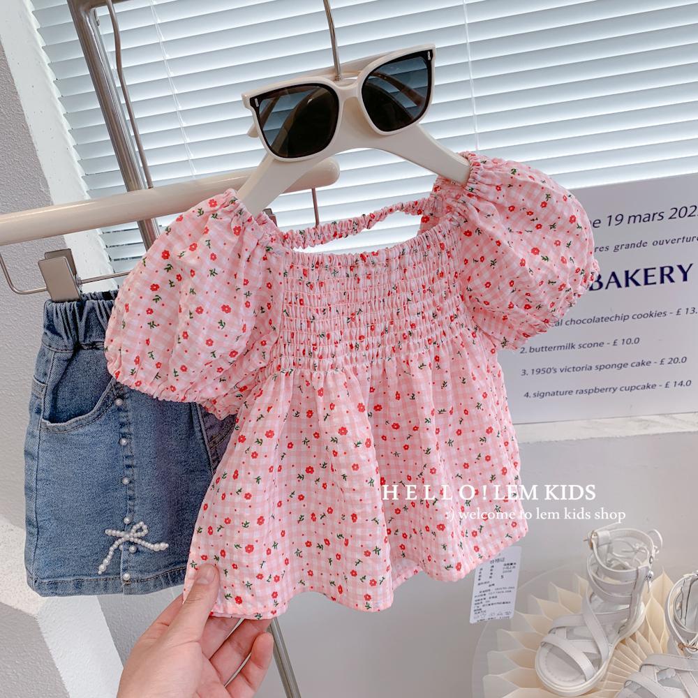 Áo Thun Tay Ngắn Cổ Vuông Phong Cách Hàn Quốc Thời Trang Mùa Hè 2022 Mới Cho Bé Gái